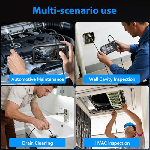 KIRFEIHT Endoscope Camera with Light, Dual Lens Borescope Camera with Light