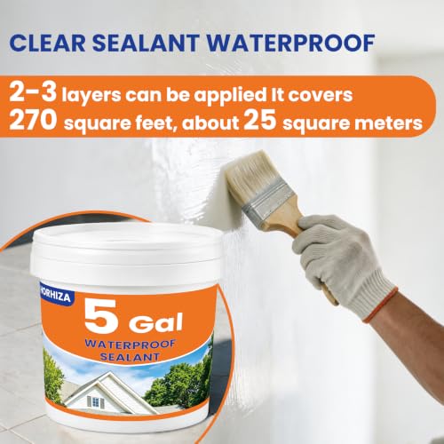 5 Gal Transparent Waterproof Sealant,Clear Water-Based Leak Repair Coating - size: 5Gal