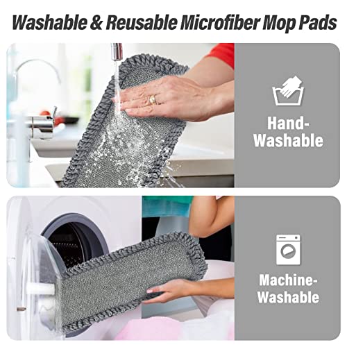 16.5" Microfiber Mop Pads Refills, 3 Pack Reusable Replacement Heads - color: 16"grey Rolled*3
