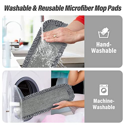 16.5" Microfiber Mop Pads Refills, 3 Pack Reusable Replacement Heads - color: 16"grey Rolled*3
