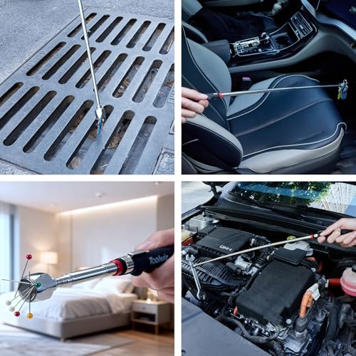 Toolwiz 15" Rolling Magnetic Sweeper with Telescopic Magnetic Pick Up Tool - size: 15 inches + 16 LB Pick Up Tool