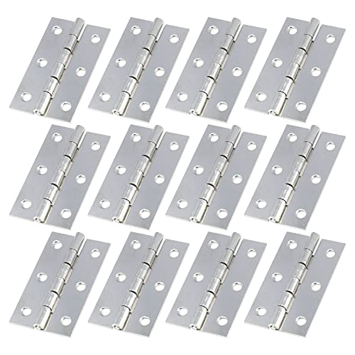 Antrader Folding Butt Hinge 2-inch Long Silver Tone 12pcs - color: Silver, size: 2" x 1.1", 12pcs