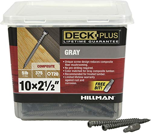Deck Plus Gray Star-Drive Composite Deck Screws #10 x 2-1/2", 375 Pk