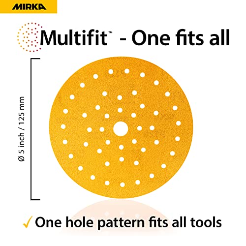 Mirka Gold Multifit 5 Inch 600 Grit Hook and Loop Sanding Discs, 50 Pack - size: Grit 600