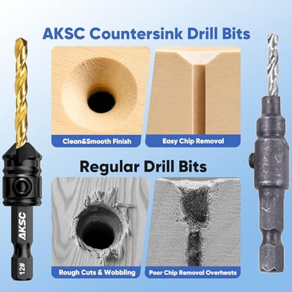 Countersink Drill Bit Set, 12 PCS Tapered Drill Bits Adjustable for Wood - size: 12 PCS