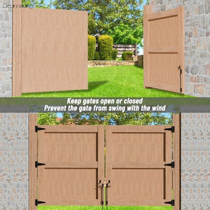 18" Heavy Duty Cane Bolt Gate Drop Rod Extra Thick Hardware Ground Latch for Wood PVC Vinyl Metal Fences Gates, Double Doors, Black Solid Steel-2 Pack - color: 18 Inch