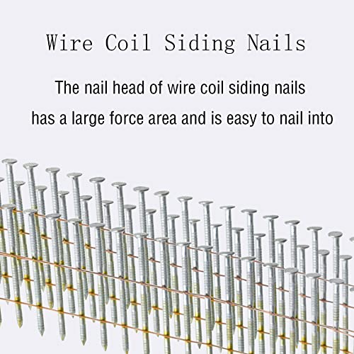 Wire Coil Siding Nails - 2-1/2 x 0.092 Ring Shank 15 Degree Full Round Head Siding Nails, 3600 Count Hot-Dipped Galvanized for Rough Nailing of Lathing and Sheathing Materials - size: 0.092*2-1/2in