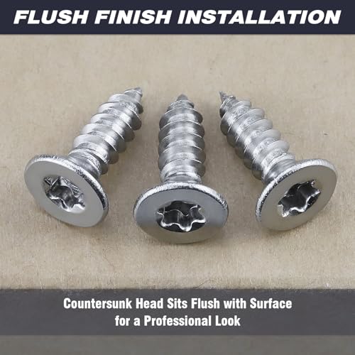 #8 x 5/8" Torx Flat Head Sheet Metal Screws, 304 Stainless Steel Countersunk Head Self Tapping Screws, Pack of 100 with Torx Bit - size: #8 x 5/8