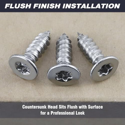#8 x 1/2" Torx Flat Head Sheet Metal Screws, 304 Stainless Steel Countersunk Head Self Tapping Screws, Pack of 100 with Torx Bit - size: #8 x 1/2