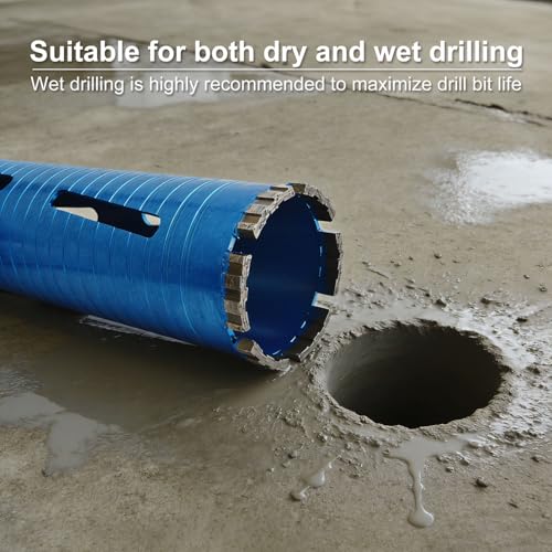 2-1/2" Diamond Core Drill Bit, 10"/260 mm Drilling Depth 5/8-11" Thread Upgraded Core Bit with Pilot Bit and 2 Pcs Adapters (SDS Plus Adapter and Hex Adapter)