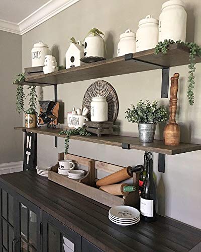 Heavy-Duty Shelf Brackets - Premium Construction Grade 1/4" (6mm) Thick Steel - Matte Black Iron Finish for Modern Farmhouse Rustic Open Shelving w/ Hardware, 4-Pack - (L Bracket w/ Lip, 9.25" x 6") - size: 9.25" x 6", style: L Bracket w/ Lip
