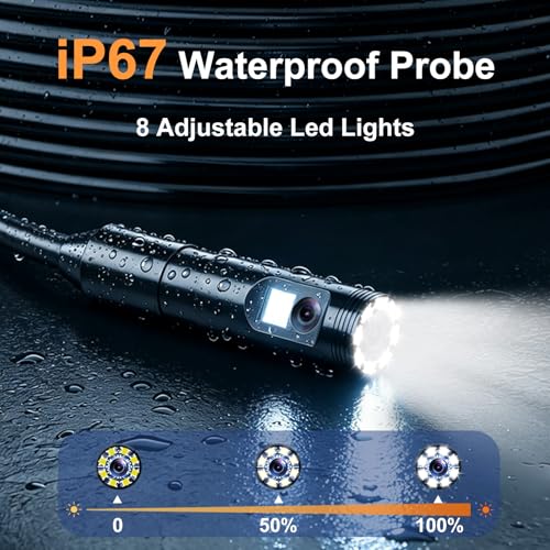 5" IPS 1920P HD Endoscope Camera with Light,Dual Lens Borescope