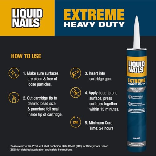 Liquid Nails Extreme Heavy Duty 28 oz. White Latex-Based Construction Adhesive, 12 Pack - color: White, size: 28 Ounce (Pack of 12), style: Extreme Heavy Duty