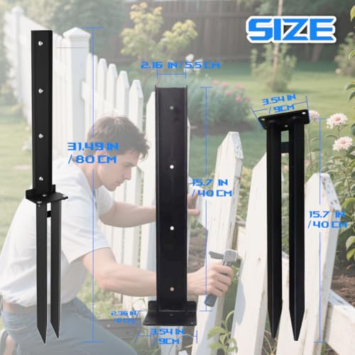 2 Pcs Black Fence Post Repair Kit