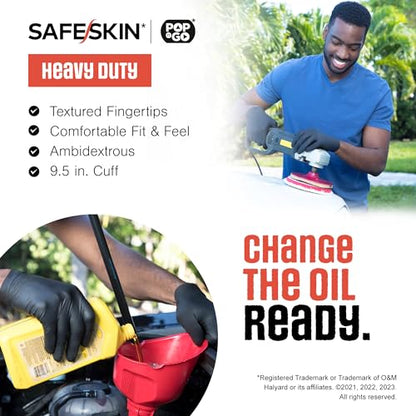 SAFESKIN Heavy Duty Nitrile Disposable Latex Free Gloves (40/160/1600 packs), Black Gloves for Food Prep, Cleaning, Mechanic - size: X-Large (Pack of 40), style: Pack of 40