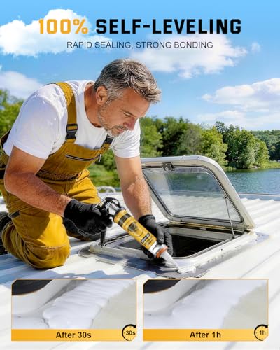 RV Roof Sealant, 2 Pack, Self Leveling Lap Sealant for RV, White