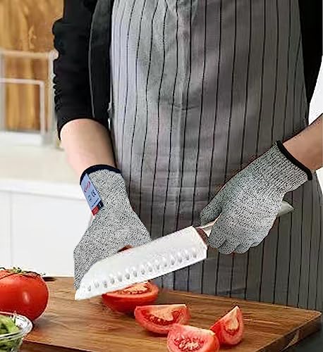 Cutting Gloves, 2 Pairs of Cut Resistant Gloves Food Grade, Cut Resistant Gloves for Kitchen, Oyster Shucking, Fish Fillet Processing, Carving Wood and Gardening(Medium-Grey) - color: Gray, size: Medium (Pack of 4)