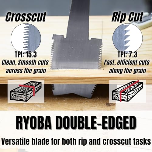 KAKURI Azebiki Japanese Pull Saw 3.5" Double-Edged Blade for Rip & Crosscut