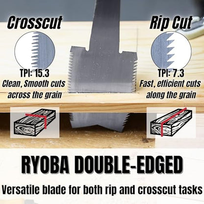 KAKURI Azebiki Japanese Pull Saw 3.5" Double-Edged Blade for Rip & Crosscut