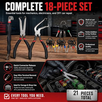 Automotive Electrical Disconnect Pliers, 21-Piece