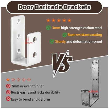 2x4 Door Barricade Brackets, 3mm Door Reinforcement Security Brackets(2PCS) - size: 3mm 2PCS