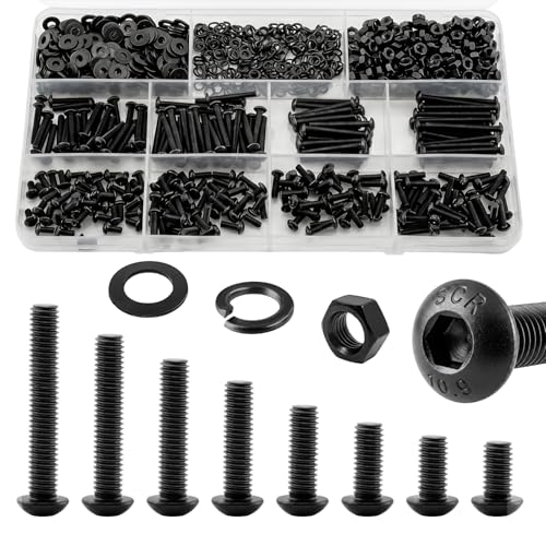 1000Pcs UIETUIL M3 Hex Socket Button Head Screws Kit, M3x6-30mm, 10.9 - size: M3 Button 10.9 - 1000PCS