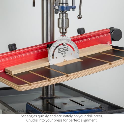 Woodpeckers Drill Press Protractor, Set Angles Quickly & Accurately on Drilling Table & Band Saw, USA Made Drill Press Accessory - DPP