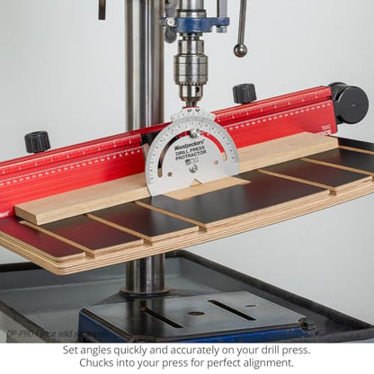 Woodpeckers Drill Press Protractor, Set Angles Quickly & Accurately on Drilling Table & Band Saw, USA Made Drill Press Accessory - DPP