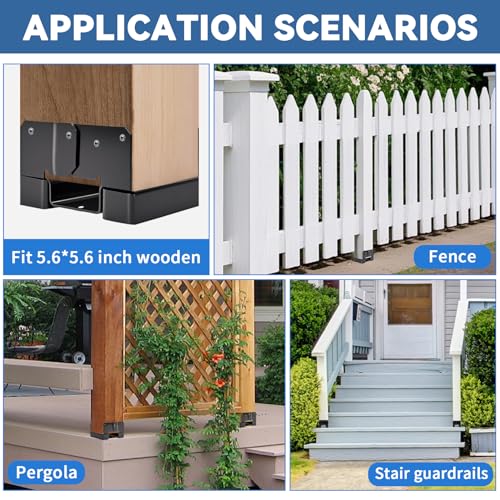 6x6 Post Base 6 PCS Heavy Duty Post Bracket Inner Size Fit 5.6"x5.6" Wood