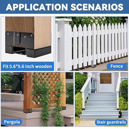 6x6 Post Base 6 PCS Heavy Duty Post Bracket Inner Size Fit 5.6"x5.6" Wood