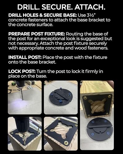 TurnPost 4x4 Post Base Bracket - 2 Pack Heavy-Duty Fence Post Anchor & Deck Post Base - Concealed Mount Concrete Connector - Rust-Resistant USA Steel Hardware - size: 4x4
