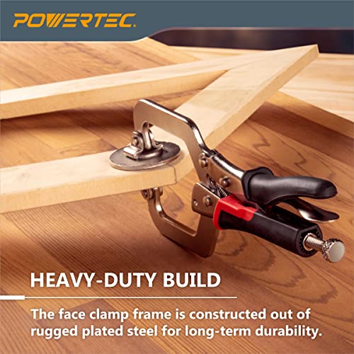 POWERTEC 4-Piece 2-Inch Face Clamps for Woodworking - Heavy Duty Wood Clamps with Ergonomic Grip & Large Swivel Pads, Ideal for DIY, Welding, Pocket Hole Joinery, Wood Projects - style: Face clamp, 4PK