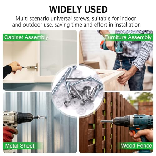 Twidec/1310PCS Silver Wood Screws #8#10 Phillips Truss Head＆Drywall Screws - color: Silver