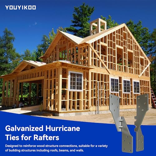 25 Pack Hurricane Ties for Rafters,Hurricane Straps Brackets with Strong Galvanized Powder-Coated,Trusses/Rafters Tie,Hurricane Clips for Rafter,Rafter Hangers - color: Silver