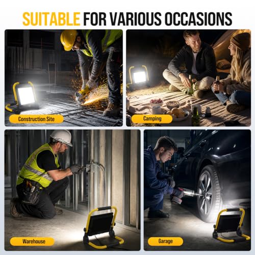 14500LM LED Work Light, 120W Portable Work Light, IP66 Waterproof - color: Pale Yellow