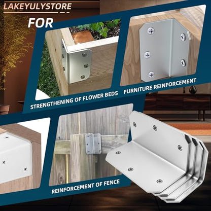 4 Inch L Brackets Corner Braces for Wood Furniture 4 Pack