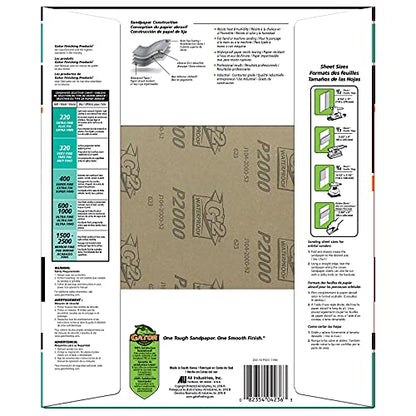 Gator 9" x 11" Waterproof Sanding Sheets, 2500 Grit, 25 Pack - size: 2500 Grit