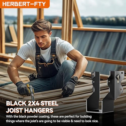 50 Pcs 2x4 Joist Hangers Black,18 Gauge Face Mount Joist Hangers 2x4 Deck, Rafter Brackets/Hanger, Hurricane Ties Brackets For Shed/Barn/Coop/Porch/Fence, Structurally Sound and Aesthetically Pleasing - size: 50 Pcs 2x4, style: Black Joist Hanger