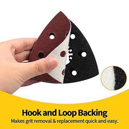 SPEEDWOX 50Pcs 120 Grit Triangle Sanding Pads, 90mm 6 Holes for Multi Tool - style: 120 Grit