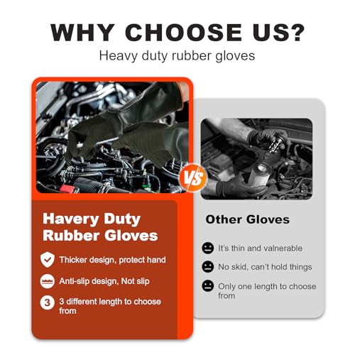 North Tower Heavy Duty Rubber Gloves, Industrial Gloves,Black (22in,2pair) - size: 22”（2 pair）