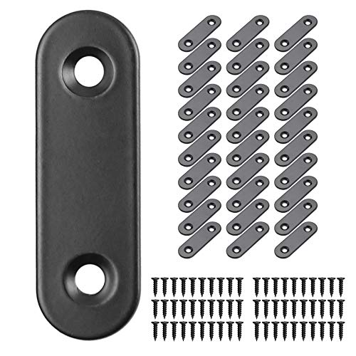 Flat Corner Brace Plates, Stainless Steel, Black, Pack of 30