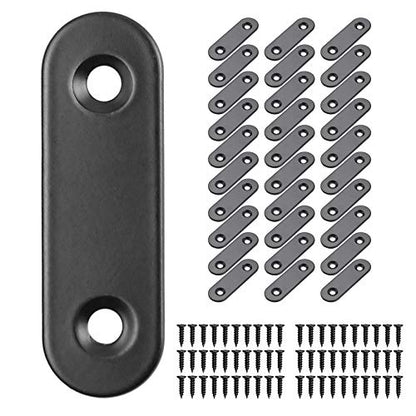 Flat Corner Brace Plates, Stainless Steel, Black, Pack of 30