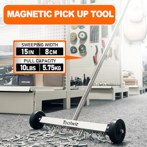 Toolwiz 15" Rolling Magnetic Sweeper 10 Lbs Rolling Magnetic Sweeper - size: 15 Inches