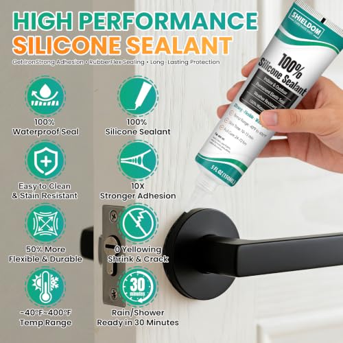 SHIELDOM Silicone Sealant Adhesive Silicone Caulk with Finishing Tool 100% Waterproof Seal Shrink & Crack Proof, Flexible, Strong Adhesion for Automotive, Bathroom, Kitchen, Windows 150ML/5Oz (Grey) - color: Grey
