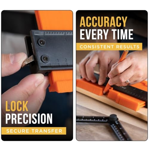 Contour Gauge Tool With Lock (10 Inches) - Contour Ruler Marking Tool - Super Gauge Shape and Outline Tool - Profile Gauge - Corner Measuring Tool for Odd Shapes - Woodworking Gifts for Men