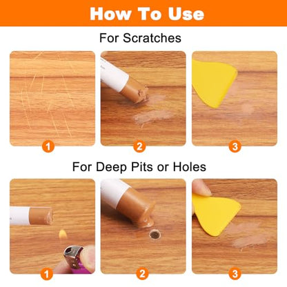 HARFINGTON Wood Filler Sticks 6 Colors Wooden Wax Touch Up Furniture Repair Crayons for Lemon Yellow, Pink Oak, American Yellow Oak, English Gray, Dark Iron Gray, Medium Brown - color: Lemon Yellow Series