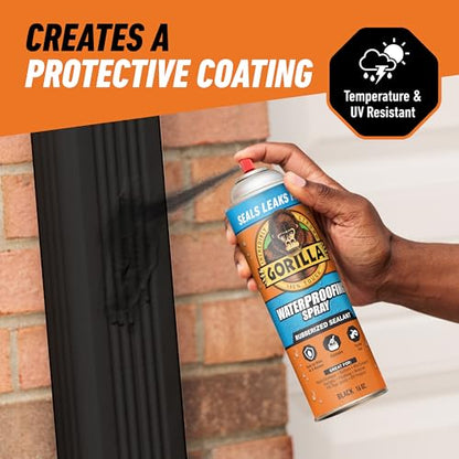 Gorilla Waterproofing Spray, Black, 16 oz, 2-Pack, Flexible Sealant - color: Black, size: 2 - Pack