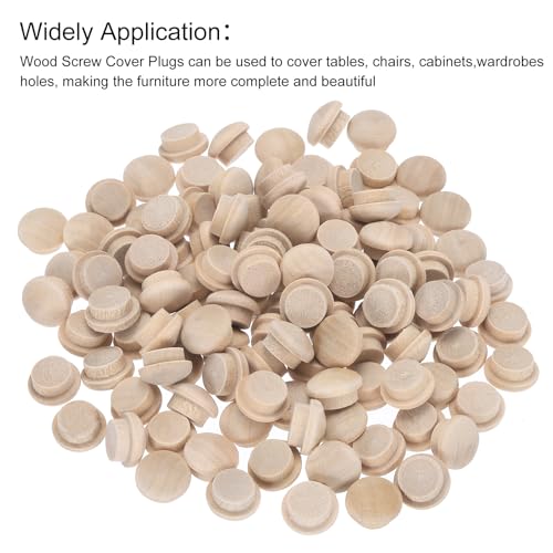 MECCANIXITY 200pcs Flat Head Wood Plugs 1/2" Screw Hole Cover Wooden Button
