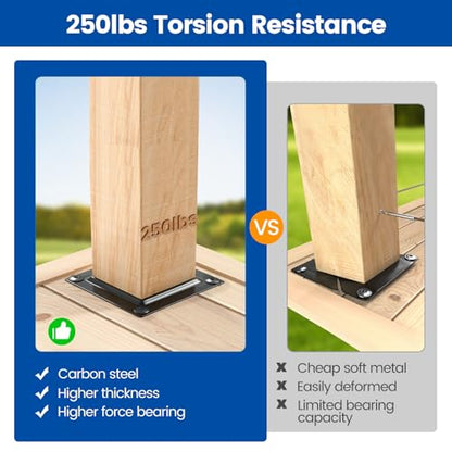 Muzata 4Pack 3.5"x3.5" Carbon Steel Wood Post Plate Connector WT25 - size: 3.5"x3.5"