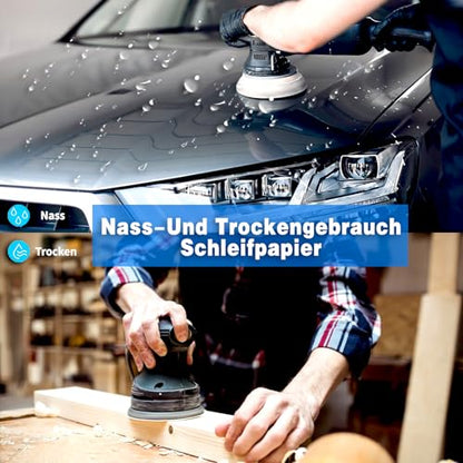 91Pcs 5 Inch Wet Dry Sanding Discs No-Hole Round Hook and Loop Sandpaper with 1Pcs Interface Pad 120 220 400 600 800 1000 1500 2000 3000 Assortment Set for Wood Automotive Metal and Orbital Sander - style: 5 inch No-Hole MIX Grit 91Pcs